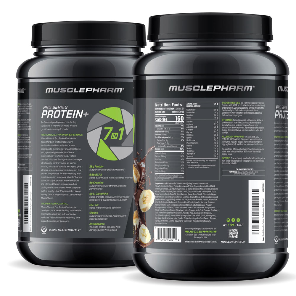 Informed Sport badge on Protein+ packaging reinforcing certified quality