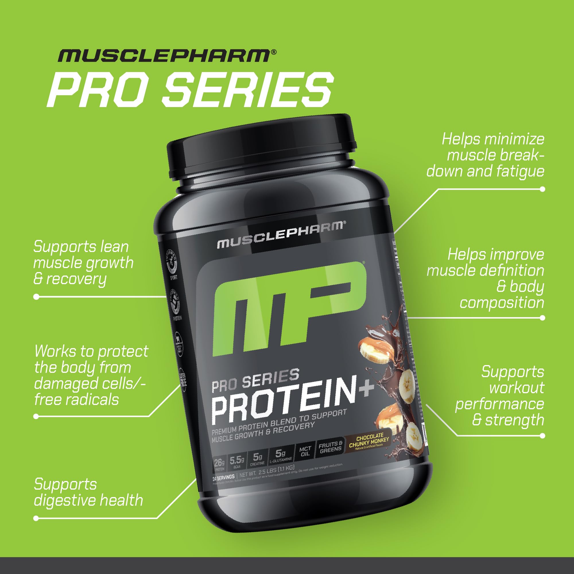Protein+ labeling and ingredient list emphasizing quality testing and transparency