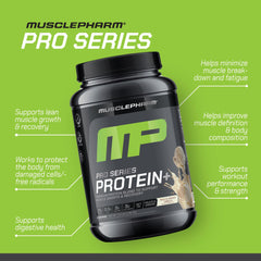 MusclePharm Pro Series Protein+ vanilla shake in glass ready for post-workout recovery
