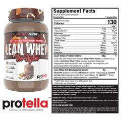 Musclesport Lean Whey Revolution label emphasizes clean nutrition and high protein per serving.