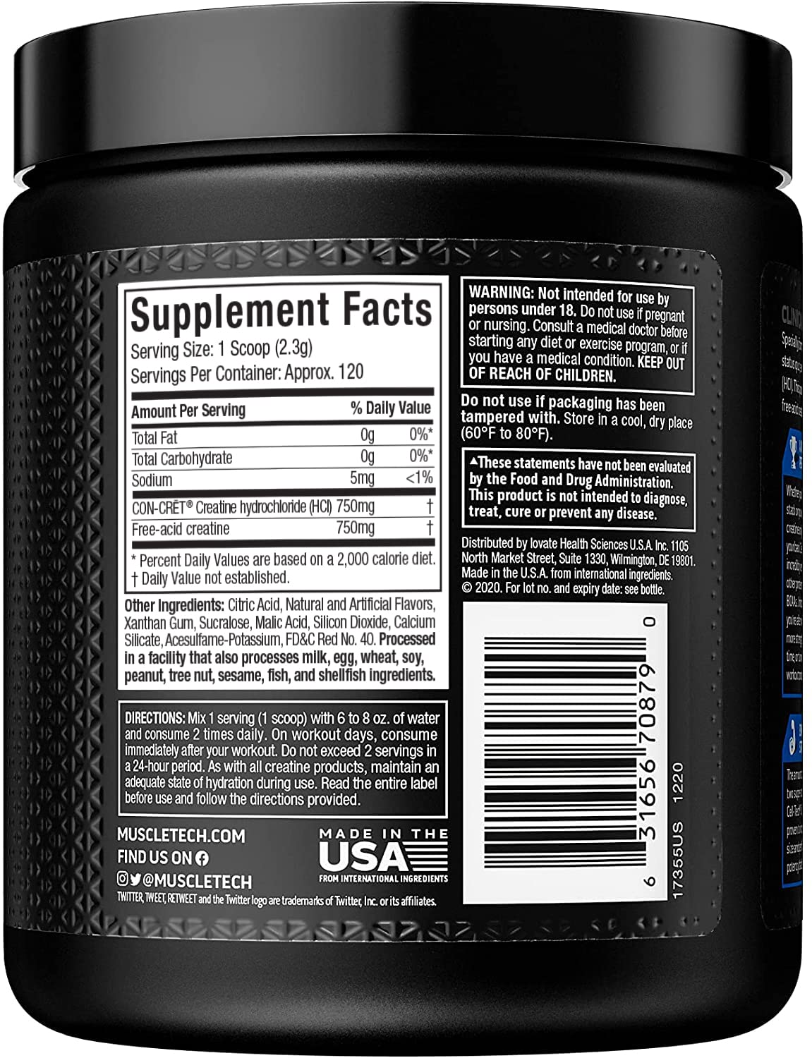 Product packaging box showcases brand MuscleTech for easy shelf recognition.