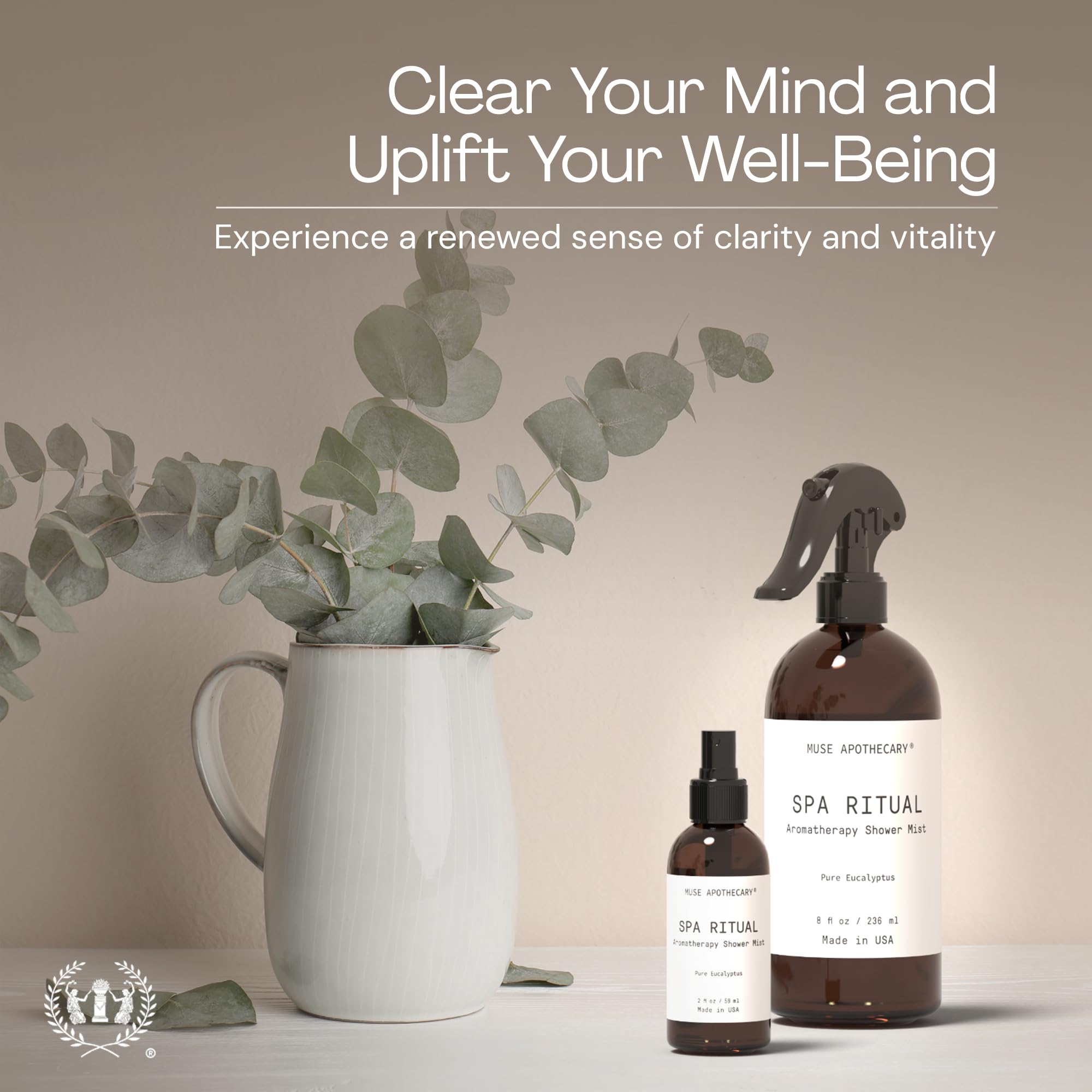 Muse Apothecary eucalyptus leaves closeup showcases natural essential oil visuals