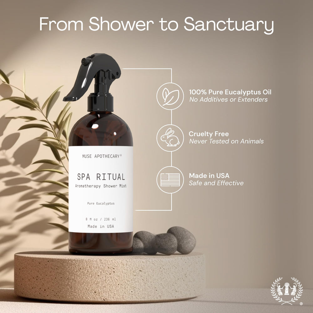 Muse Apothecary linen scent spray near a pillow hints at refreshed linens and cozy nights
