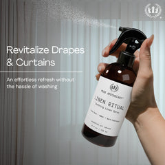 Muse Apothecary Linen Ritual on bed linens creates a relaxing spa-like atmosphere