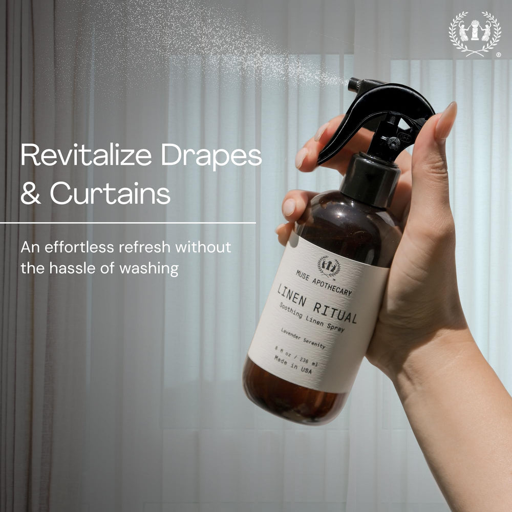 Muse Apothecary Linen Ritual packaging label highlighting cruelty-free and US-made