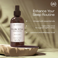 Muse Apothecary Pillow Ritual on pillow refreshes linens with tranquil fragrance