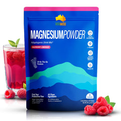 Muse Celtic Minerals Vitamuse raspberry lemonade packet dissolving in water for calm refreshment.