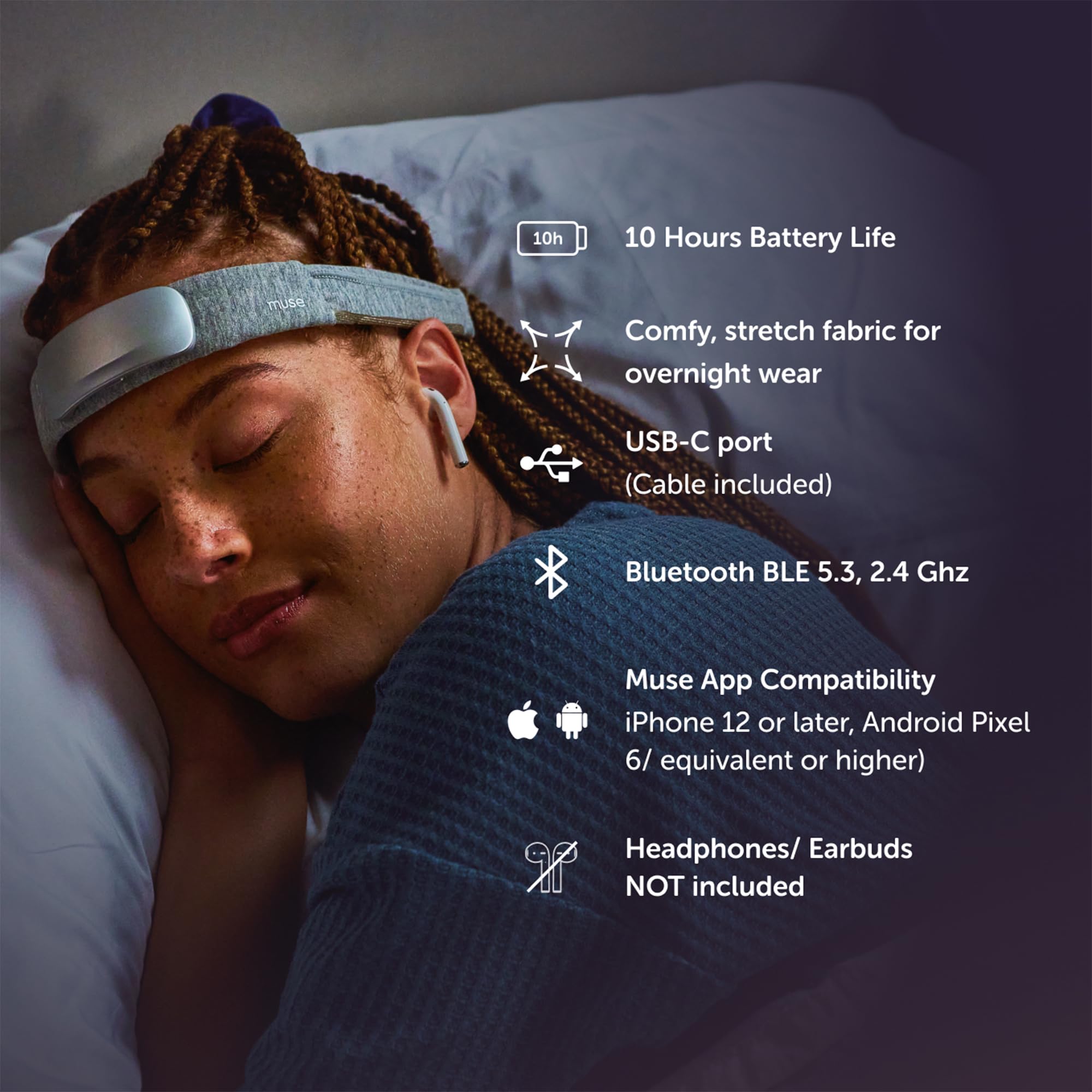 Muse S Athena connected via Bluetooth with the app interface.