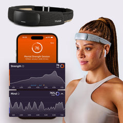 Muse S Athena brain-sensing headband close-up offering real-time meditation feedback.