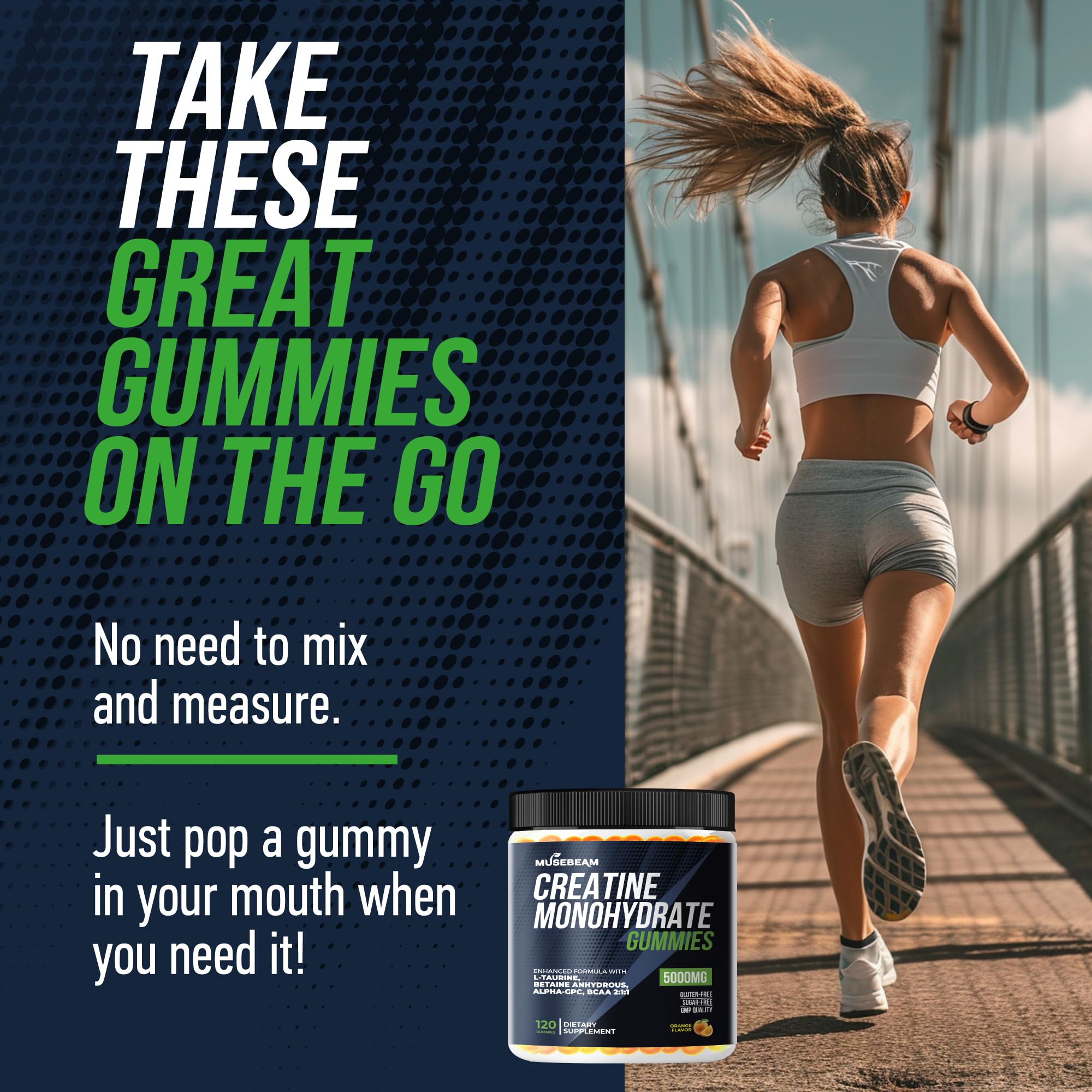 Orange-flavored Musebeam gummies look tasty for daily supplementation.