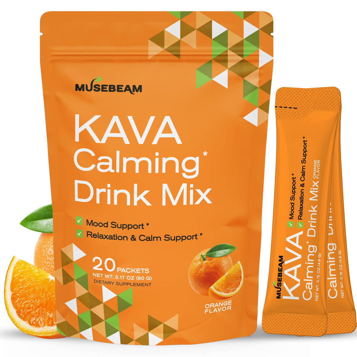 MuseBeam KAVA Calming Drink Mix packet for easy, on-the-go calm.