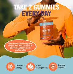Mushie gummies with lab-test seal and organic ingredients.