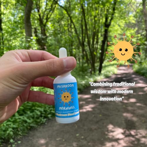 Vegan and gluten-free icon on Mushroom Mornings Extract packaging.