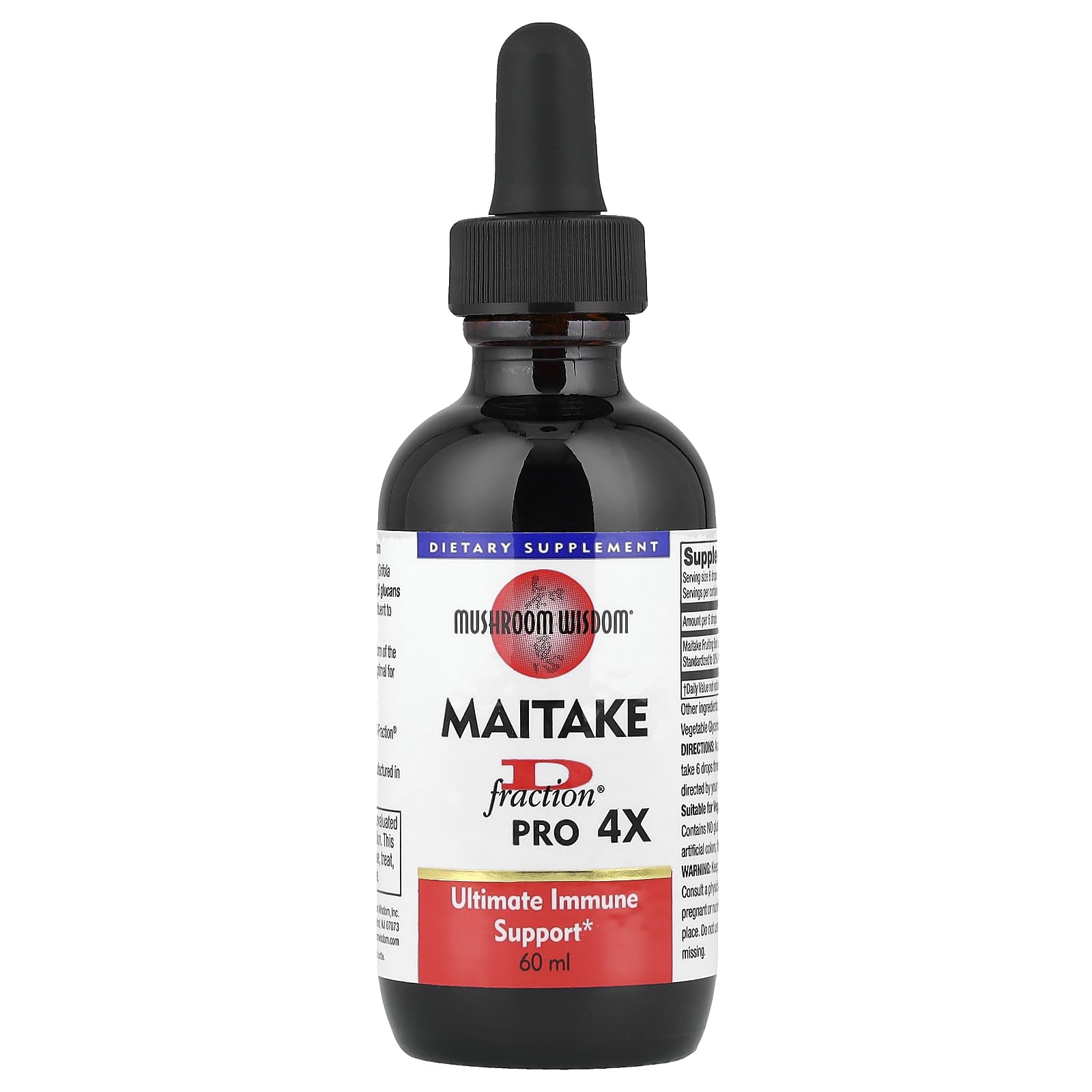 Mushroom Wisdom Maitake D Fraction Pro 4X bottle for convenient daily use.