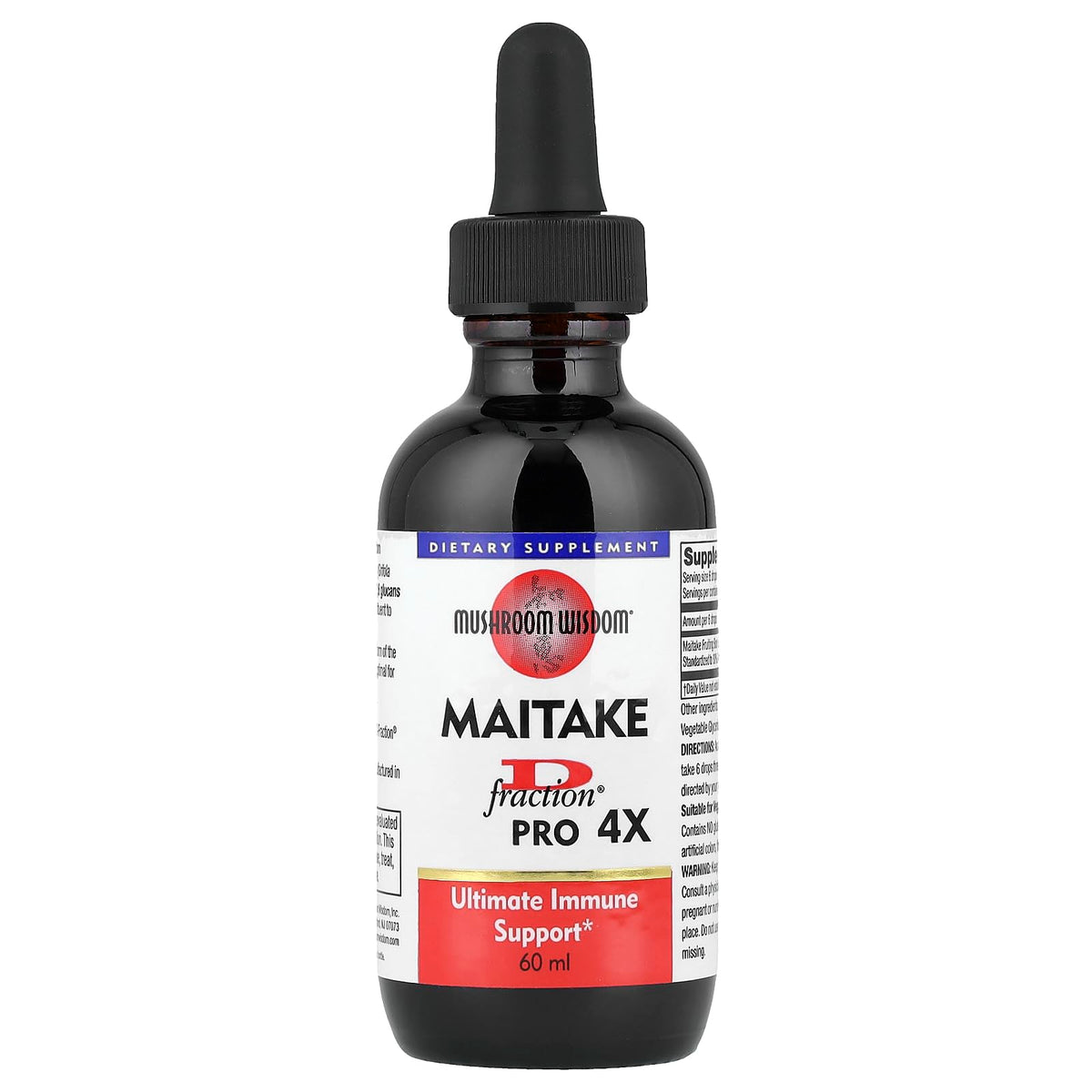 Mushroom Wisdom Maitake D Fraction Pro 4X bottle for convenient daily use.