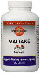 Mushroom Wisdom Maitake D-Fraction 360 capsules bottle showing the immune support potential