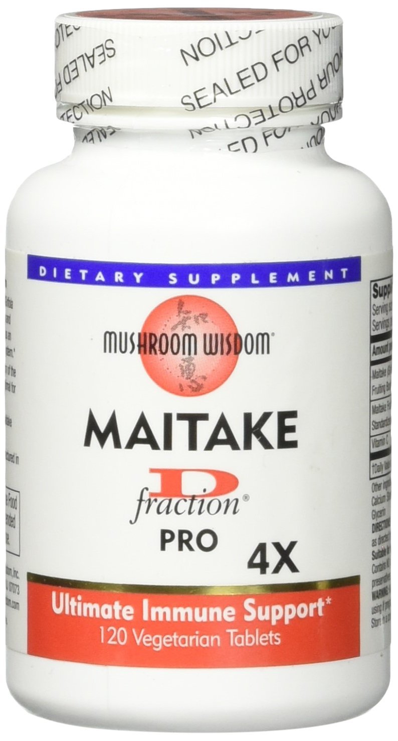 Mushroom Wisdom Maitake D-Fraction Pro bottle - easy-to-swallow tablets for daily use
