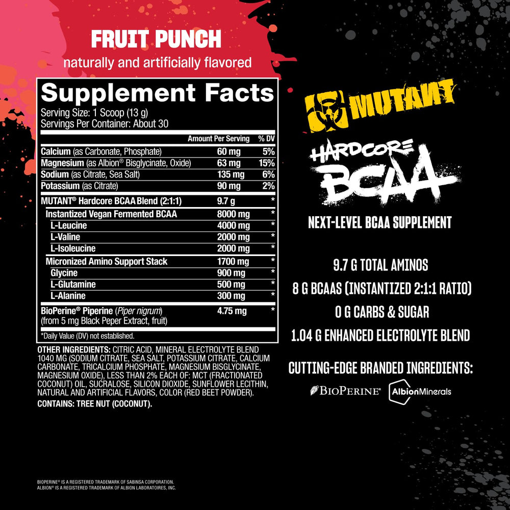 Mutant Hardcore BCAA pre-workout shake ready for an energy boost.