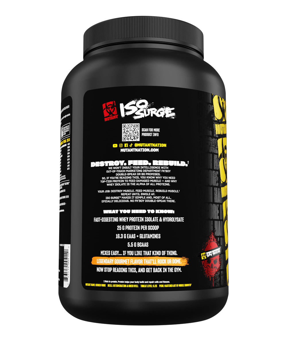 Mutant ISO Surge packaging close-up with clean ingredients