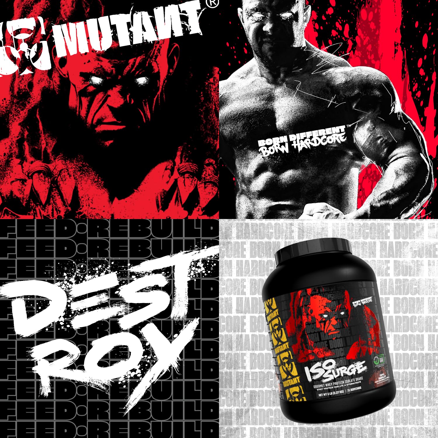 Mutant ISO Surge shaker and powder visuals show easy mixing