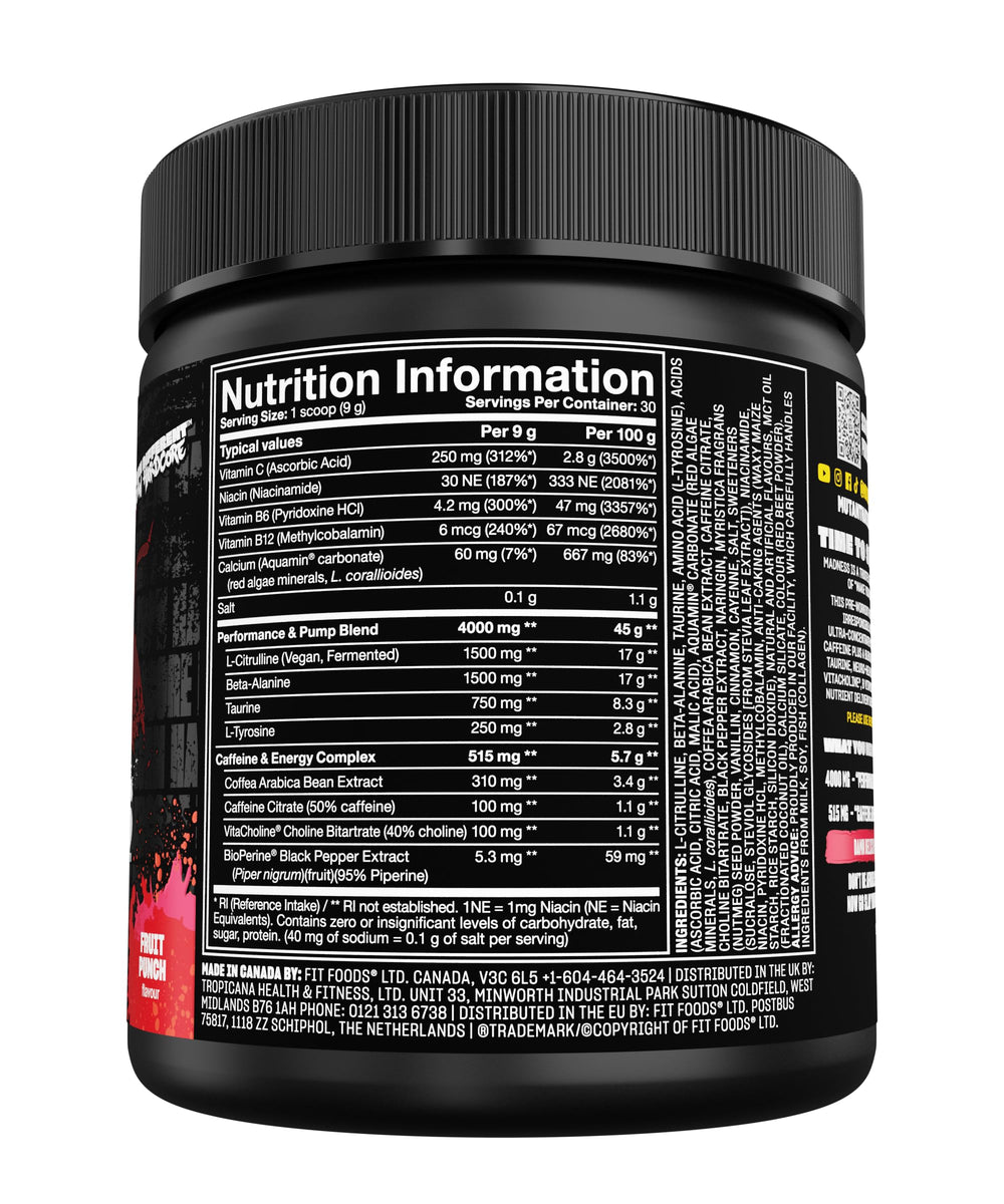 Mutant Madness fruit-punch-serve presents refreshing flavor with sustained focus.