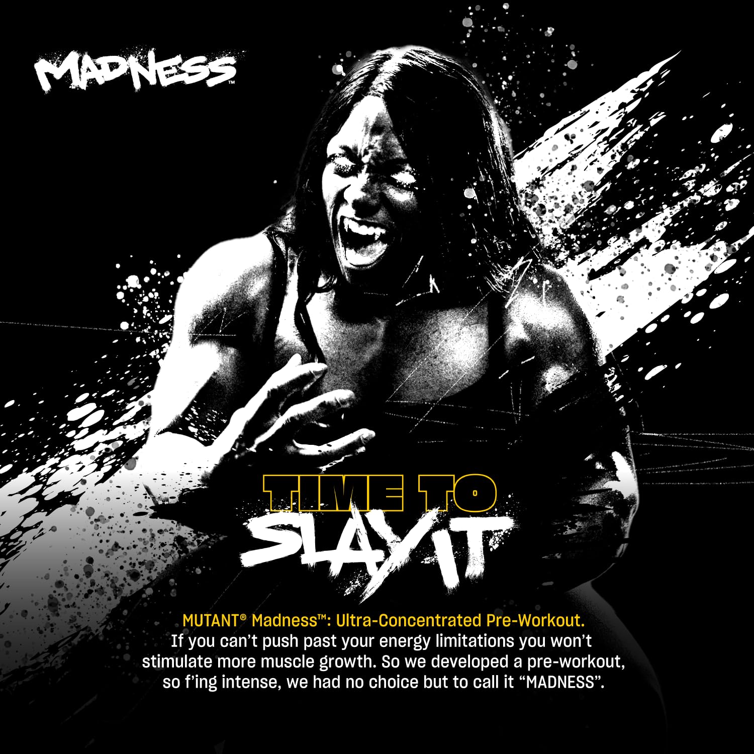 Close-up of Mutant Madness label showing caffeine blend