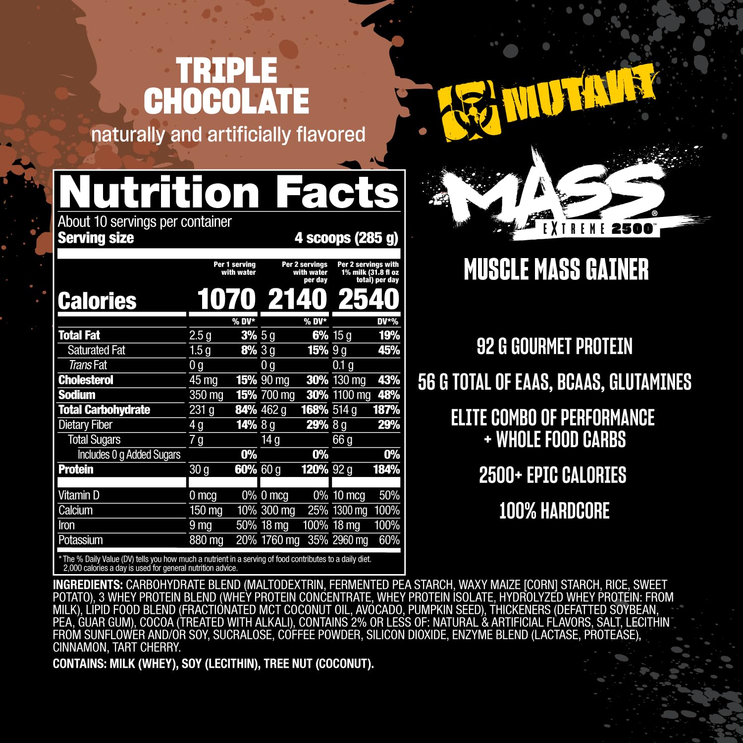 Mutant Mass Extreme Gainer poured powder on a spoon ready for shake