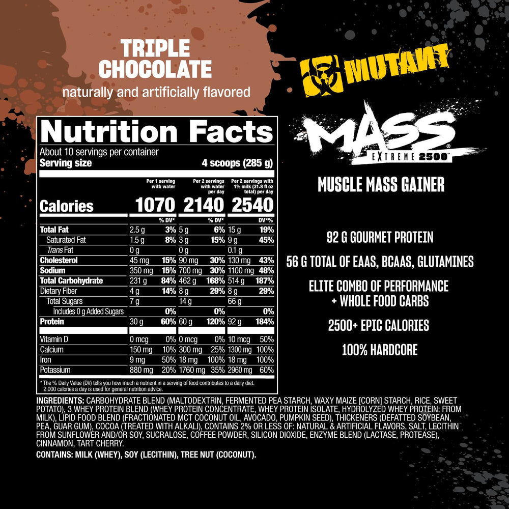 Mutant Mass Extreme Gainer poured powder on a spoon ready for shake
