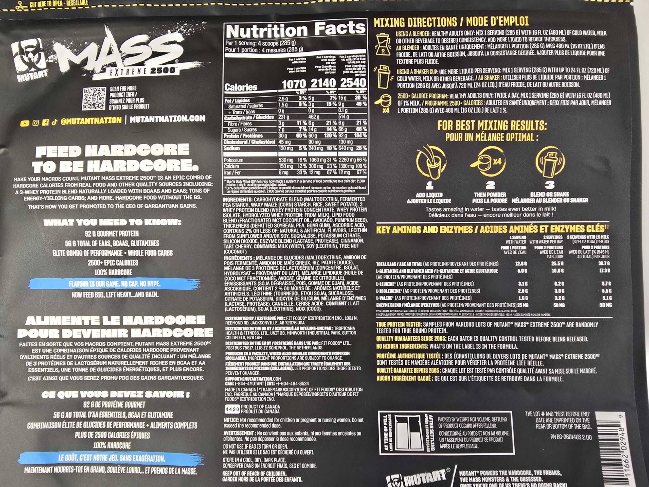 Mutant Mass Extreme Gainer ready-to-mix powder beside a spoon for quick fueling.