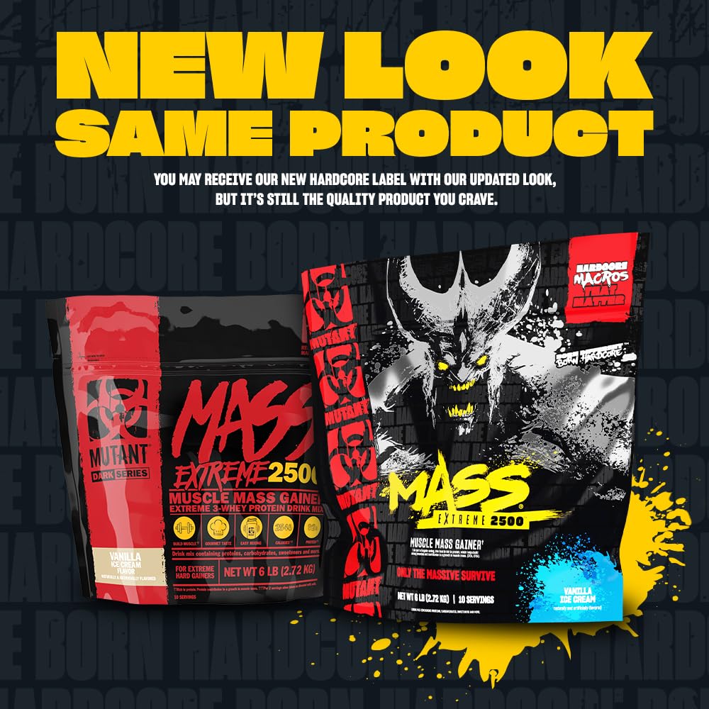 Mutant Mass Extreme Gainer scoop measured for four scoops for a calorie-dense shake.