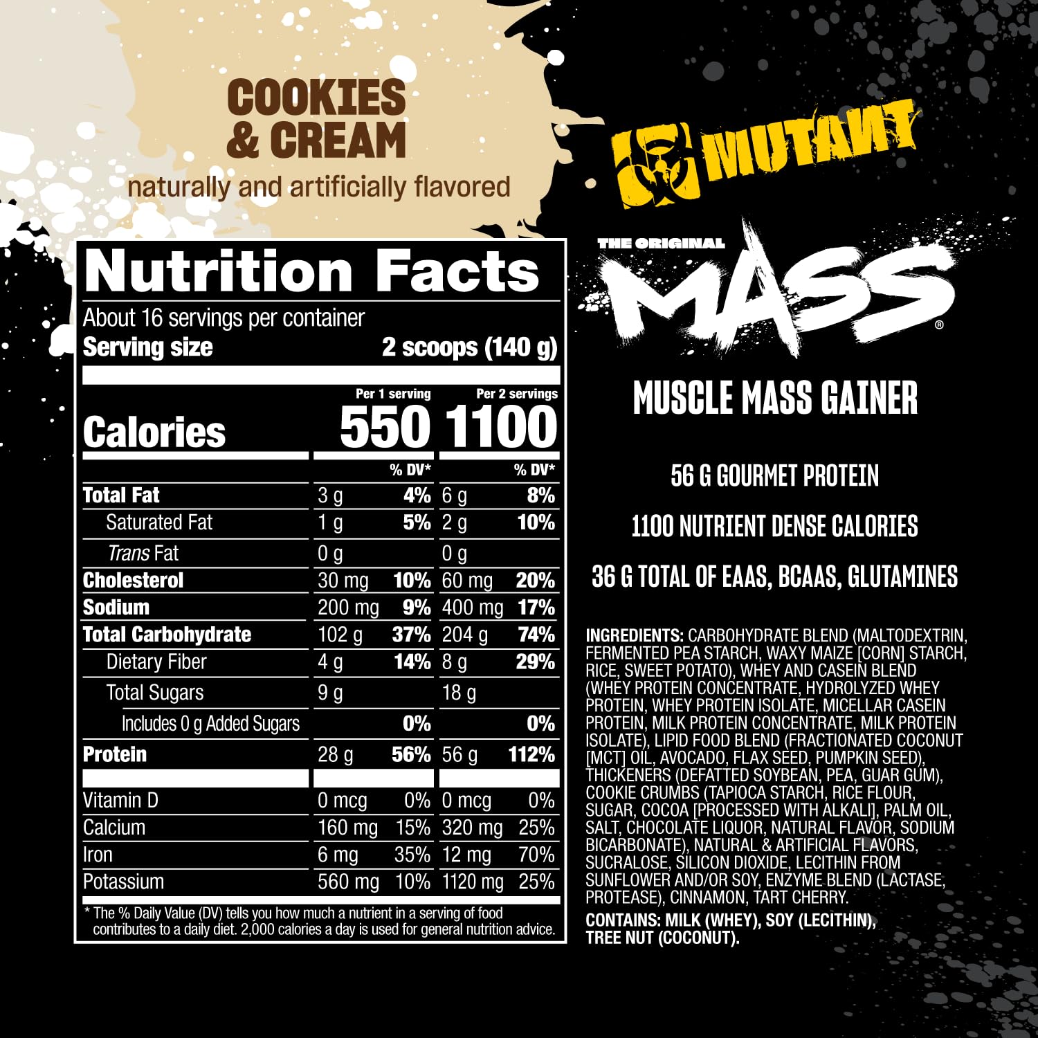 Mutant Mass natural whole-food ingredients list highlighted