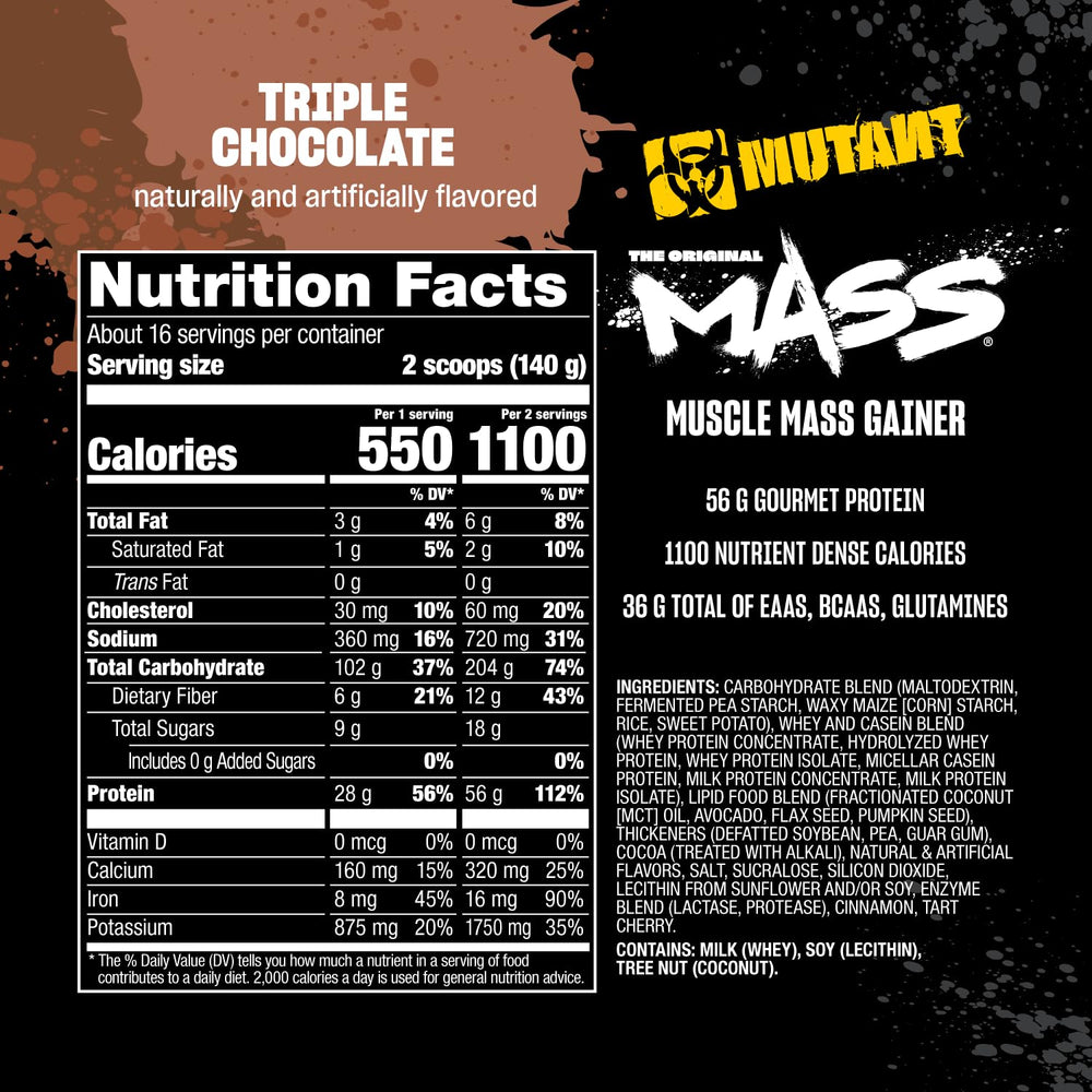 Mutant Mass natural whole-food ingredients like barley and sweet potato.
