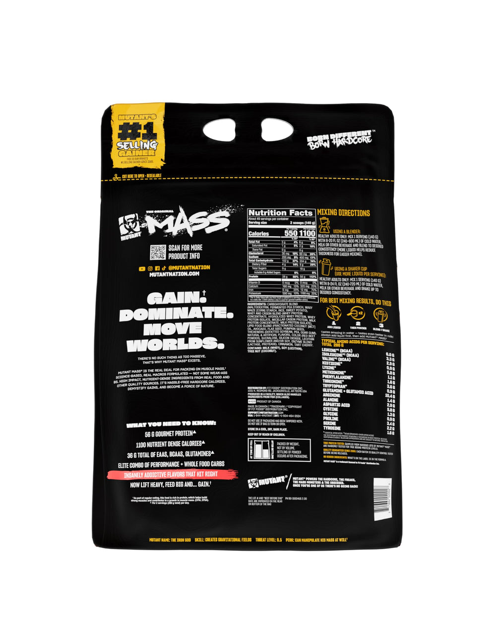 Ready-to-drink Mutant Mass bottle for convenient post-workout recovery.