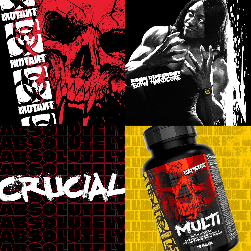 Mutant Multi daily dosage scene with two tablets taken with a meal