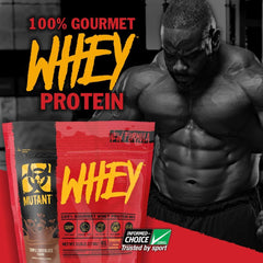 Mutant Whey Dual Chamber Cookies and Cream scoop shows flavor variety.