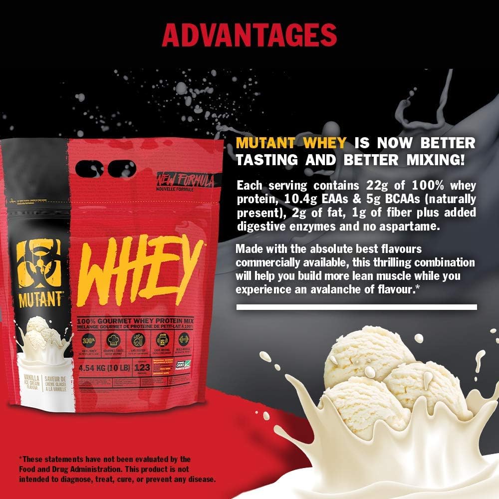 Dual chamber bottle pouring Mutant protein shake with two flavors.
