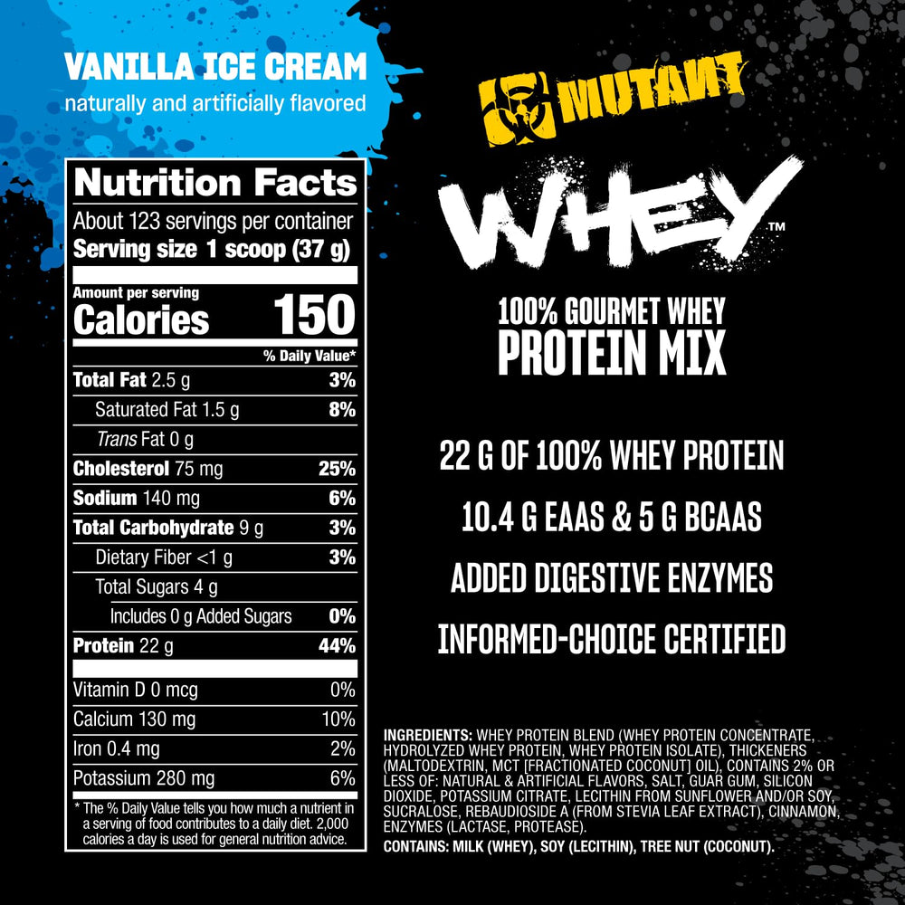 Mutant Whey Vanilla Ice Cream blender-mixed for smooth texture.
