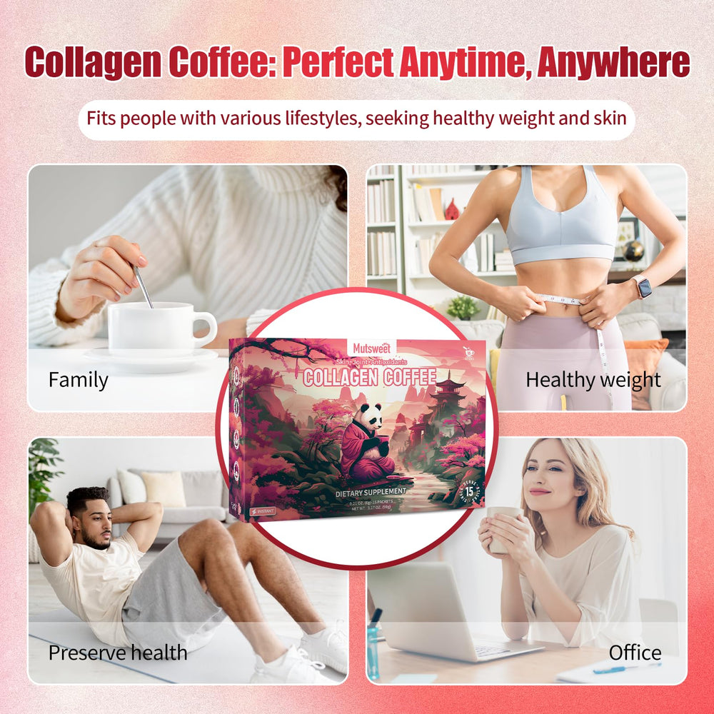 Mutsweet brewed coffee in a mug with steam ready for a nourishing routine