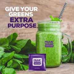 MUUK' SUPERFOODS Lion's Mane sachet added to coffee for a smooth morning boost.