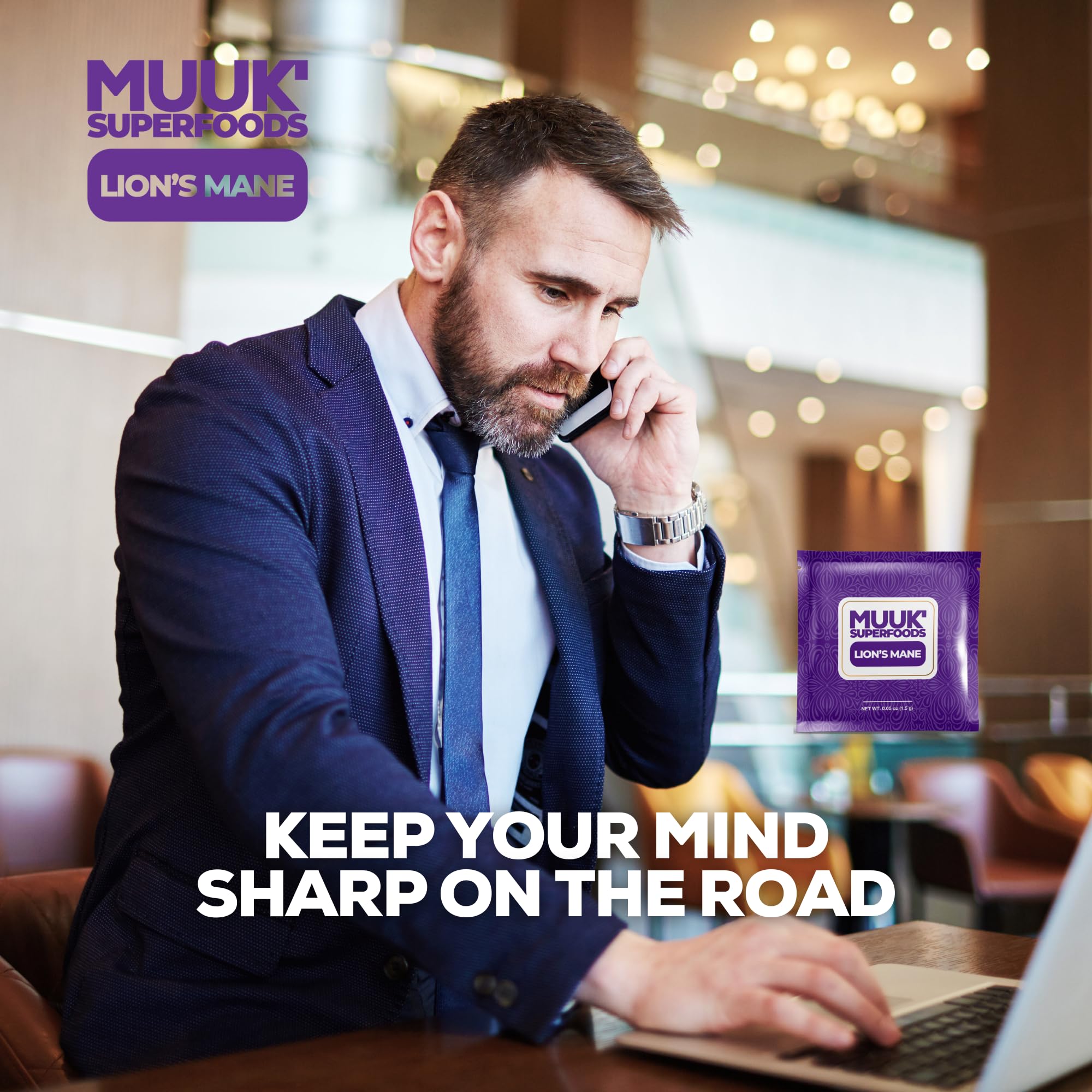 MUUK' SUPERFOODS sustainably sourced Lion's Mane powder supports responsible choices.