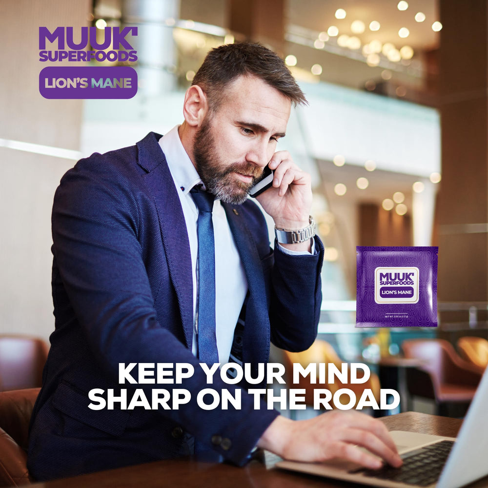 MUUK' SUPERFOODS sustainably sourced Lion's Mane powder supports responsible choices.
