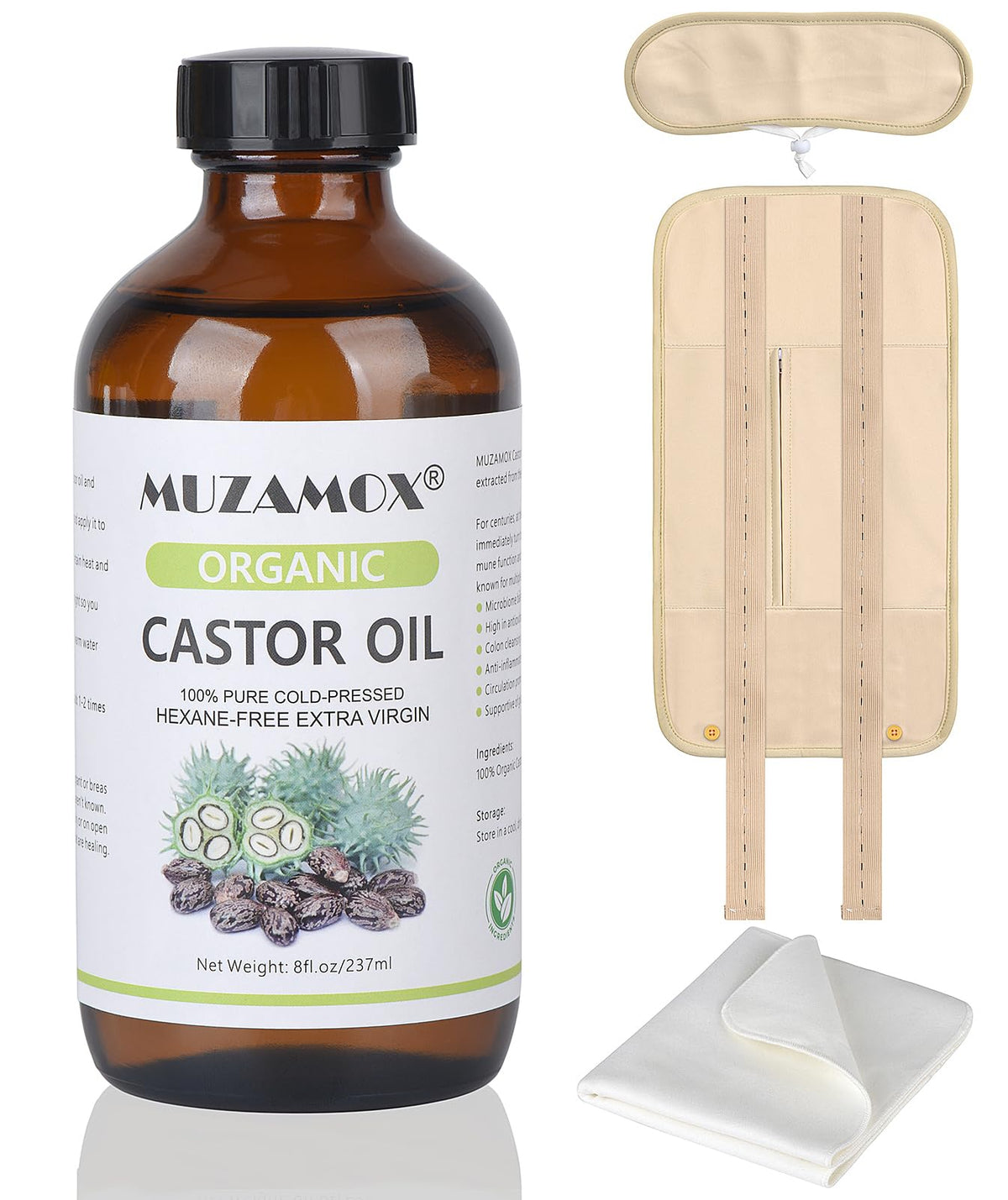 MUZAMOX neck castor oil pack wrap offers comfortable wear.