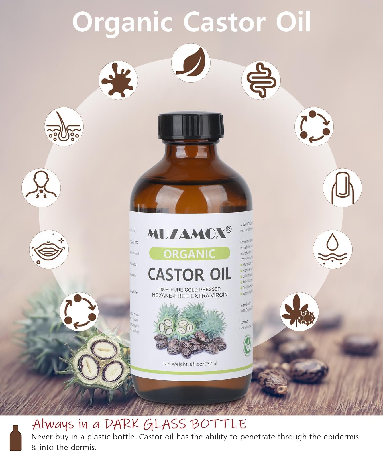 MUZAMOX waist castor oil pack wrap for targeted use.