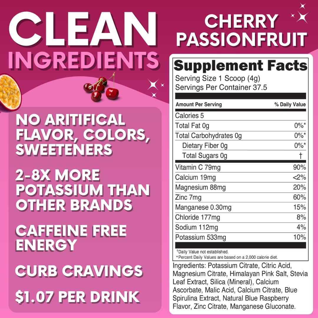My Adventure to Fit Cherry Passionfruit electrolytes powder dissolving in water.