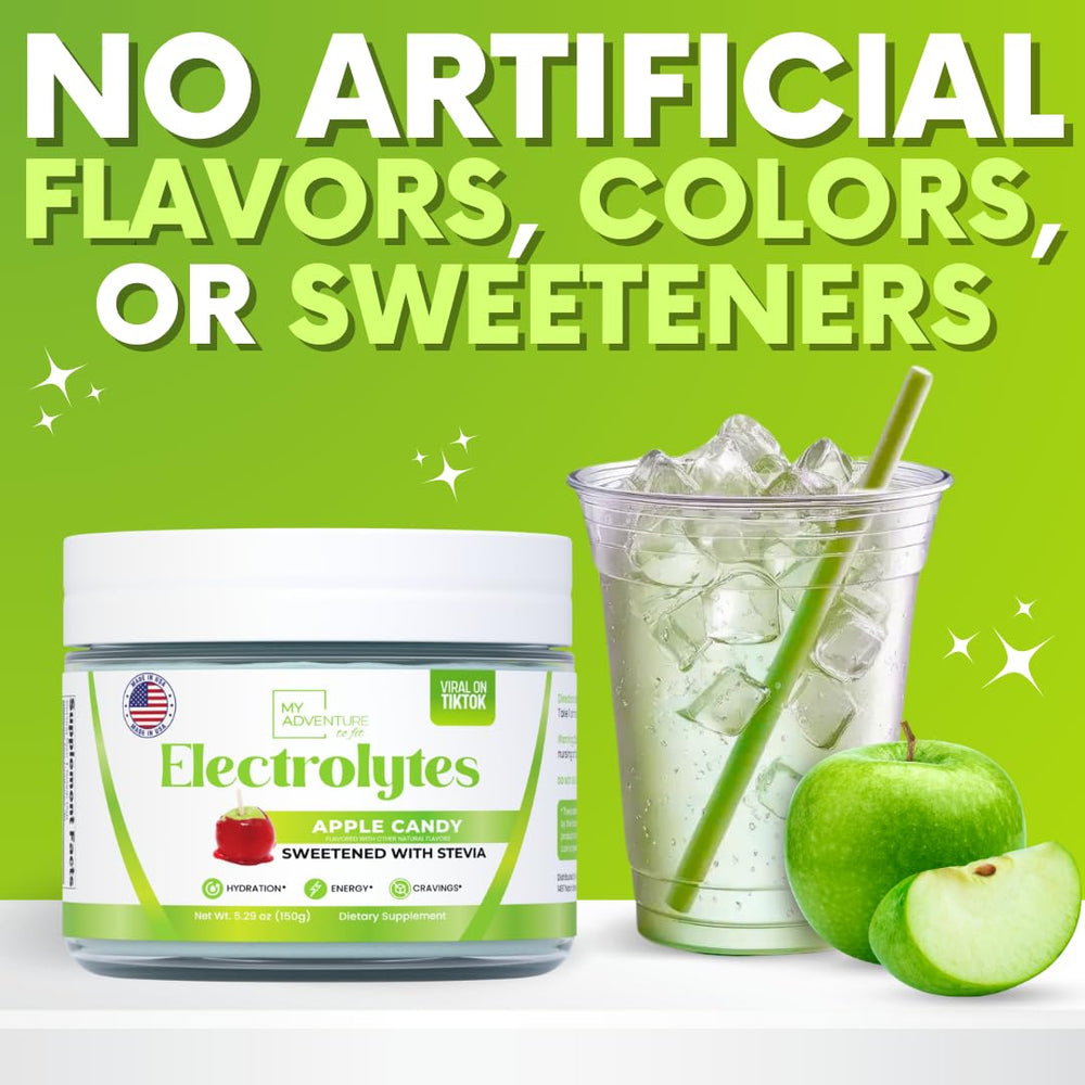 My Adventure to Fit dissolving Apple Candy electrolytes in water for quick, tasty hydration
