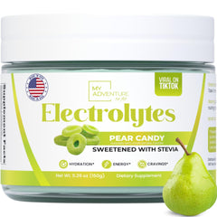 My Adventure to Fit Pear Candy Electrolytes Powder bottle for refreshing hydration