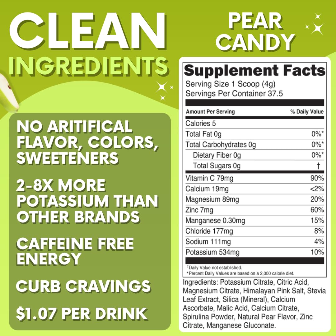 Scoop of Pear Candy Electrolytes Powder for precise servings