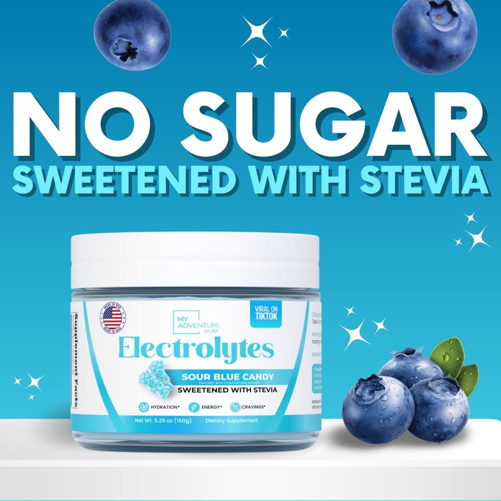 Packets of sugar-free electrolytes from My Adventure to Fit for convenient use.
