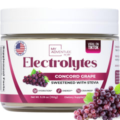 My Adventure to Fit Zero Sugar Concord Grape electrolytes powder bottle for refreshing hydration