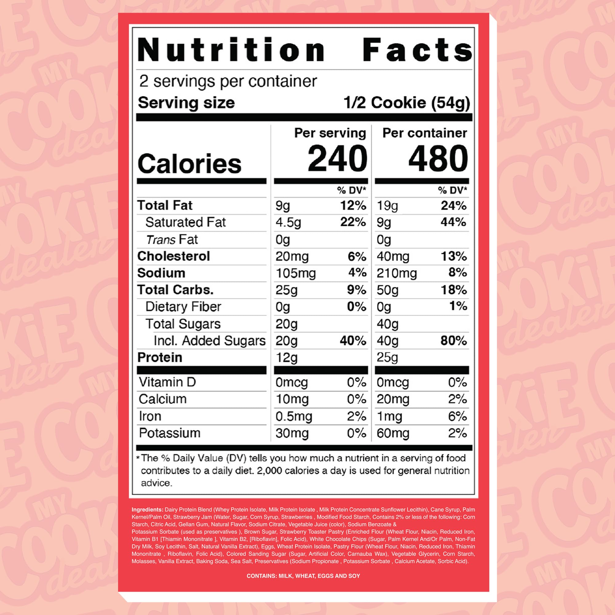 My Cookie Dealer strawberry toaster protein cookies closeup, rich jam flavor for tasty snacks